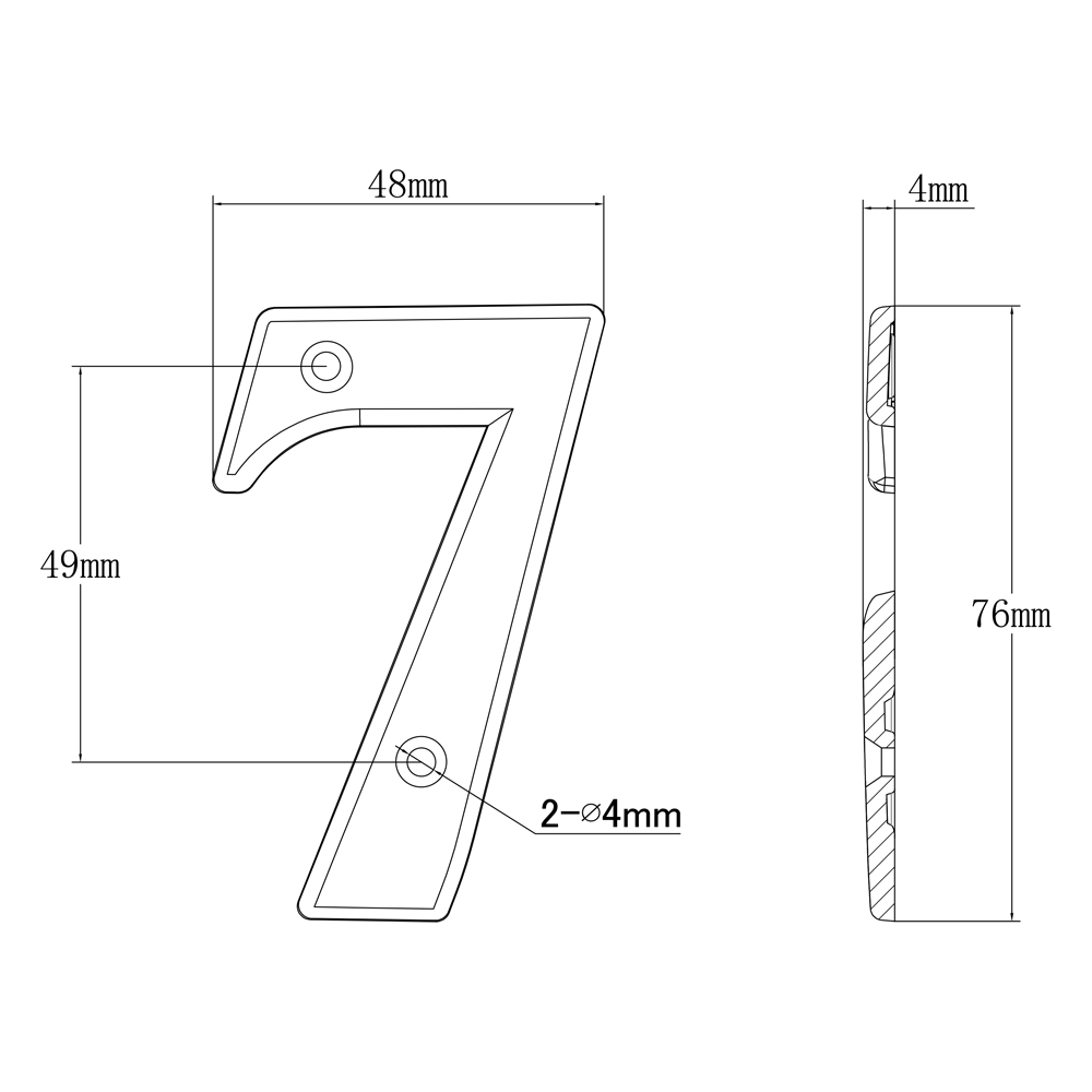 Elegant Front Door House Number Numerals in White, Polished Chrome, Polished Gold, Satin Silver, Black, 0, 1, 2, 3, 4, 5, 6, 7, 8, 9