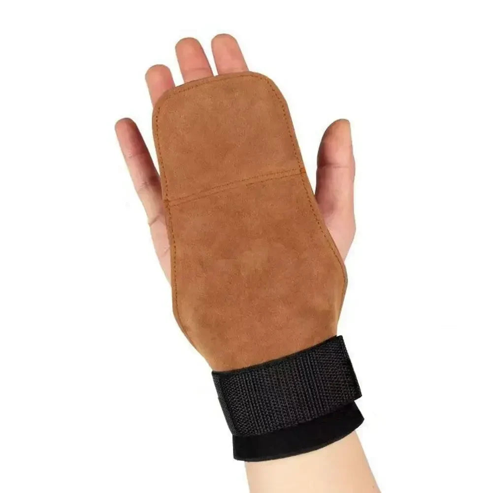 Cowhide Gym Gloves Grips Anti-Skid Weight Power Belt Pads Workout Glov UK