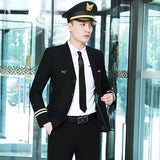 Air Less Uniform Coat Male Pilot Costume Captain Uniform Air Force Suit Performance Costume Annual Meeting Dress Men's Suit