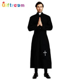 Halloween Costume Drama Stage Performance Costume Male Noble Black Robe Priest Western Party Cosplay Costume