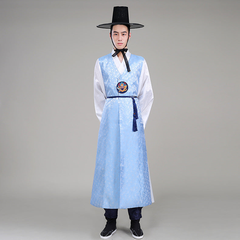 South Korea Hanbok Men's Traditional Court Costume Ancient Costume Long Robe Shirt Ethnic Minority Korean Portrait Performance Costume