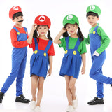 Halloween cosplay Anime Costume Parent Child cosplay Children Mario Clothes Super Mary Costume