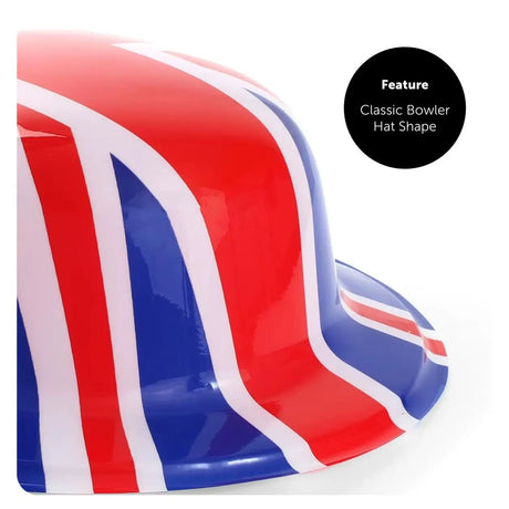Union 6 Pack Union Flag Bowler Hats – Classic Plastic Hat for VE Day UK