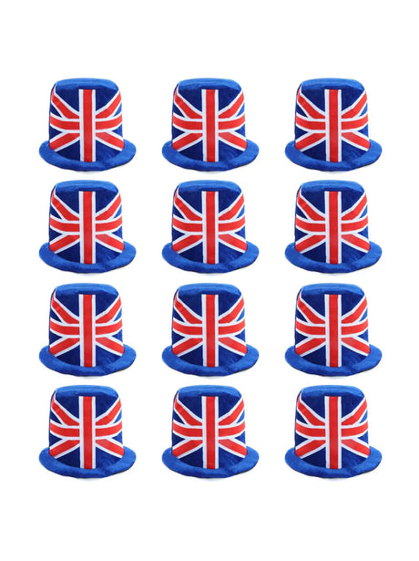 Soft Union Flag Top Hat – Velour Hat for VE Day, King’s Coronation & B UK