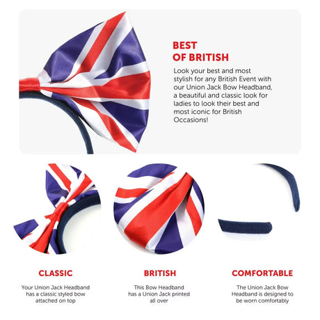 Union Flag Bow Headband – Classic 40s-Inspired Hair Accessory in Multi UK
