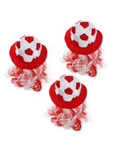 Football Hat - Red & White Football Hat with Attached Red & White Hair - Adults Sports Supporters World Cup Euros Accessory