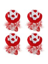 Football Hat - Red & White Football Hat with Attached Red & White Hair - Adults Sports Supporters World Cup Euros Accessory