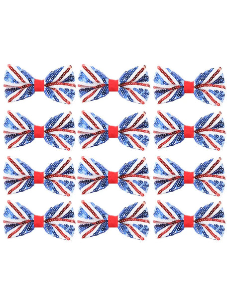 Union Flag Sequin Bow Tie – Sparkly Patriotic Accessory in Multipacks UK