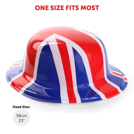 Union 6 Pack Union Flag Bowler Hats – Classic Plastic Hat for VE Day UK