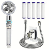 360° Rotating Turbine Fan Handheld Shower Head High Pressure Water Saving Spray Shower Filter Bathroom Accessories