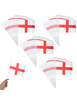 Pack of 12 St George England Hand-Waving Flags - 20x15cm Flags on 35cm Sticks, Perfect for Sports Events, National Celebrations