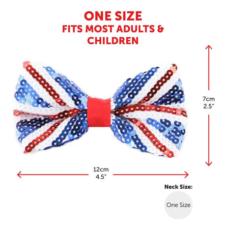 Union Flag Sequin Bow Tie – Sparkly Patriotic Accessory in Multipacks UK
