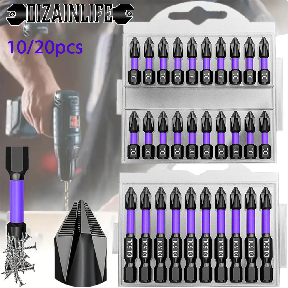 10/20PCS PH2 Impact Driver Bit Set Magnetic Cross Screwdriver Set Impa