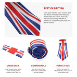 Union Flag Necktie – 58" Long, One Size Fits All – Perfect for VE Day UK