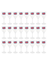 Pack of 12 Union Flag Plastic Wine Glasses - 300ml/10oz Durable, Reusable Cups for Parties, BBQs & British Celebrations