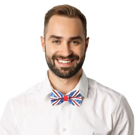 Union Flag Sequin Bow Tie – Sparkly Patriotic Accessory in Multipacks UK