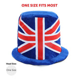 Soft Union Flag Top Hat – Velour Hat for VE Day, King’s Coronation & B UK