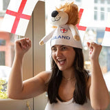 Plush Lion Novelty Hat – Fun England Supporters Hat with Mane & Shirt – One Size – Perfect for Football, Rugby & Celebrations