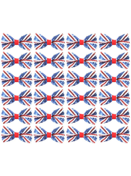 Union Flag Sequin Bow Tie – Sparkly Patriotic Accessory in Multipacks UK