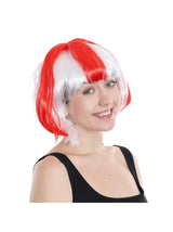 England Flag Bob Wig - St Georges Day Fancy Dress Costume Accessory - Football, Rugby Sport Fans - Great for Parties