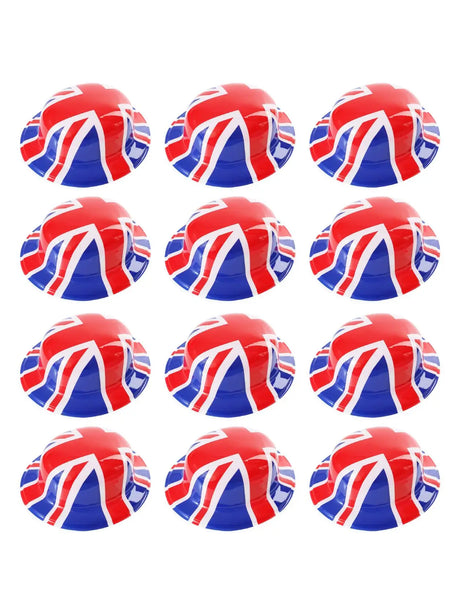 Union 6 Pack Union Flag Bowler Hats – Classic Plastic Hat for VE Day UK