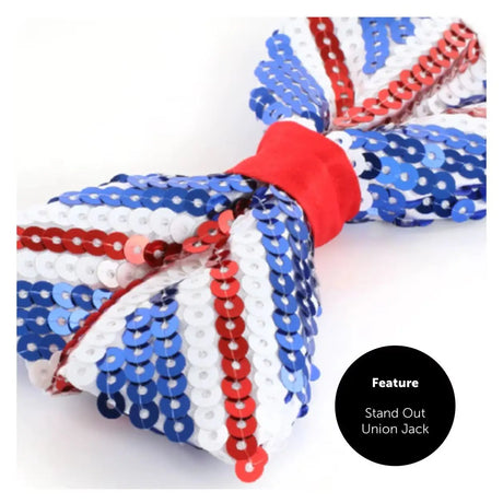 Union Flag Sequin Bow Tie – Sparkly Patriotic Accessory in Multipacks UK