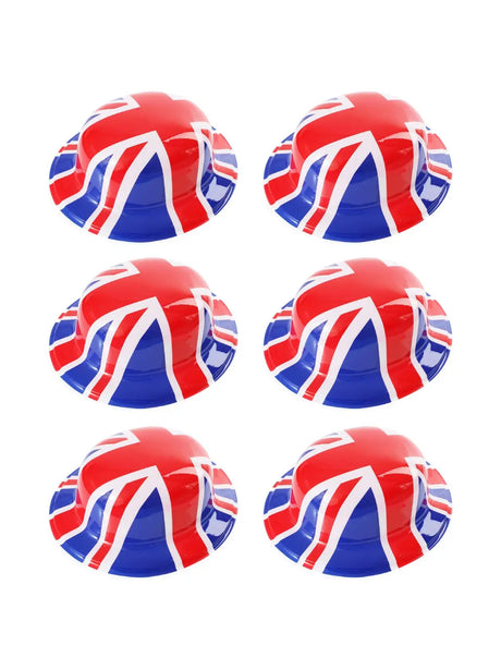Union 6 Pack Union Flag Bowler Hats – Classic Plastic Hat for VE Day UK