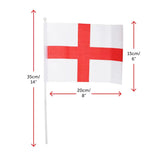 Pack of 12 St George England Hand-Waving Flags - 20x15cm Flags on 35cm Sticks, Perfect for Sports Events, National Celebrations