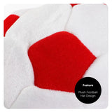 Football Hat - Red & White Football Hat with Attached Red & White Hair - Adults Sports Supporters World Cup Euros Accessory
