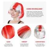 England Flag Bob Wig - St Georges Day Fancy Dress Costume Accessory - Football, Rugby Sport Fans - Great for Parties