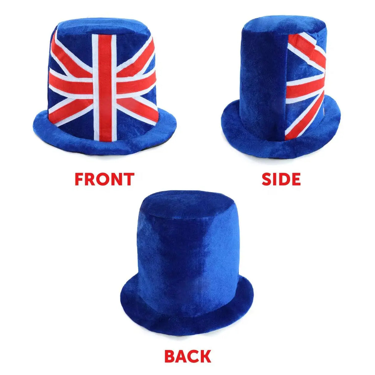 Soft Union Flag Top Hat – Velour Hat for VE Day, King’s Coronation & B UK