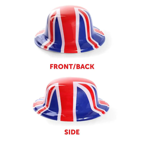 Union 6 Pack Union Flag Bowler Hats – Classic Plastic Hat for VE Day UK