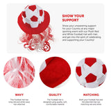 Football Hat - Red & White Football Hat with Attached Red & White Hair - Adults Sports Supporters World Cup Euros Accessory