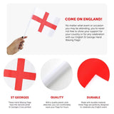 Pack of 12 St George England Hand-Waving Flags - 20x15cm Flags on 35cm Sticks, Perfect for Sports Events, National Celebrations