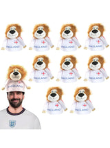 Plush Lion Novelty Hat – Fun England Supporters Hat with Mane & Shirt – One Size – Perfect for Football, Rugby & Celebrations