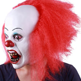 Scary Clown Latex Mask with Red Hair Nose Carnival Costume Halloween Masquerade Adult Party Cosplay Costume Mask Halloween Props