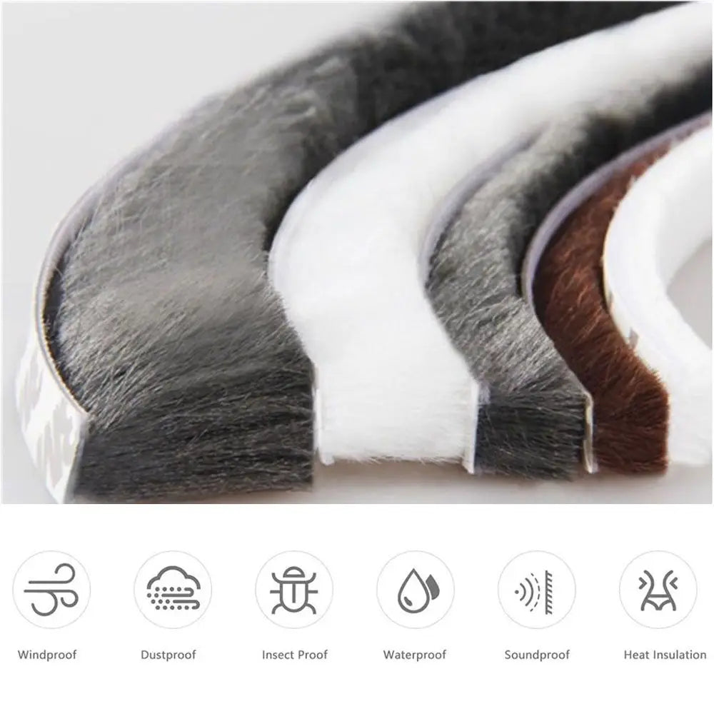 5 Metre Self Adhesive Draught Prevention Sealing Brush Strip for Doors and Windows