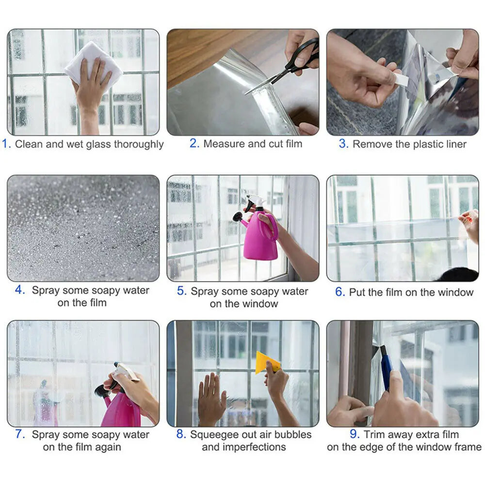 Transparent Window Film Multicolor Solar Tint Self Adhesive Stain Glass Decor Vinyl Roll DIY A4 20/40*120CM