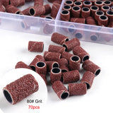 210pcs/Box Sanding Cap Bands For Electric Manicure Machine 180/120/80 Grit Nail Drill Grinding Bit Files Pedicure Tool Set