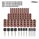 CMCP 102/132pcs Sanding Drum Set 1/4 3/8 1/2 Inch Sanding Bands With Sanding Mandrels For Nail Dremel Accessories