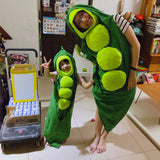 Eraspooky Funny Cartoon Green Pea Pod Costume Family Matching Outfit Adult Food Jumpsuit Purim Carnival Party Halloween Costume