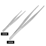 20CM/30CM Home Medical Garden Kitchen BBQ Tool Long Barbecue  Food Tong Stainless Steel Straight  Tweezer Toothed Tweezer