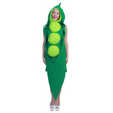 Eraspooky Funny Cartoon Green Pea Pod Costume Family Matching Outfit Adult Food Jumpsuit Purim Carnival Party Halloween Costume