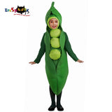 Eraspooky Funny Cartoon Green Pea Pod Costume Family Matching Outfit Adult Food Jumpsuit Purim Carnival Party Halloween Costume