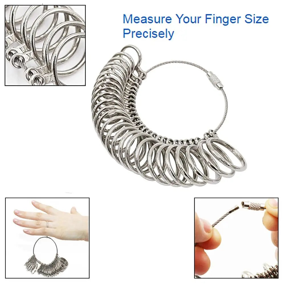 Metal UK Ring Sizer Mandrel Rings Size Measure Tool Finger Gauge Kit Jewellery Sizing Tools UK Sizes A-Z for Men Women Steel