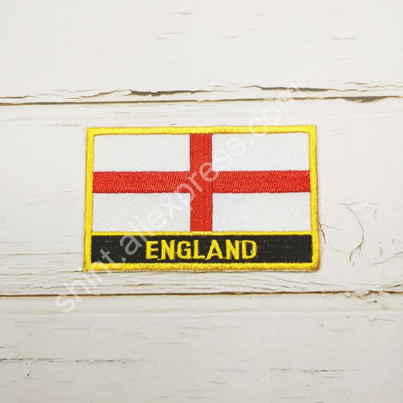 England National Flag Embroidery Patches Badge Shield And Square Shape Pin One Set On The Cloth Armband   Backpack  Decoration
