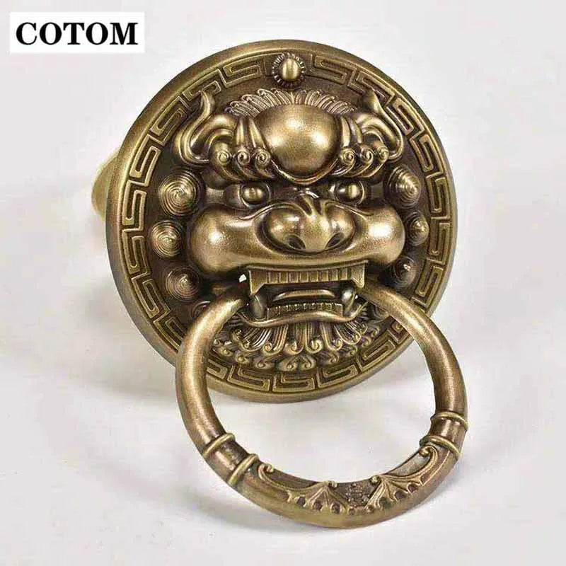 Lenth 190mm Brass Large Antique Lion Door Knocker Lionhead Doorknockers Lions Home Decor With Screw
