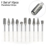 Rotary Carbide Burr Set 1/8" Shank, 1/4" Head Length Tungsten Steel for Woodworking Drilling Metal Carving Engraving Polishing