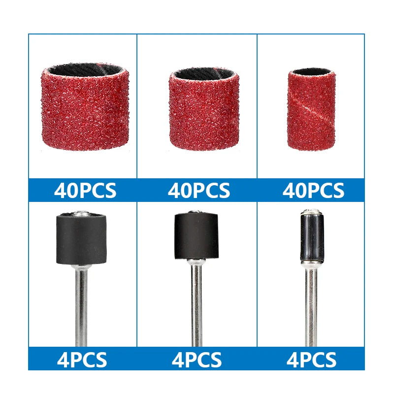 CMCP 102/132pcs Sanding Drum Set 1/4 3/8 1/2 Inch Sanding Bands With Sanding Mandrels For Nail Dremel Accessories