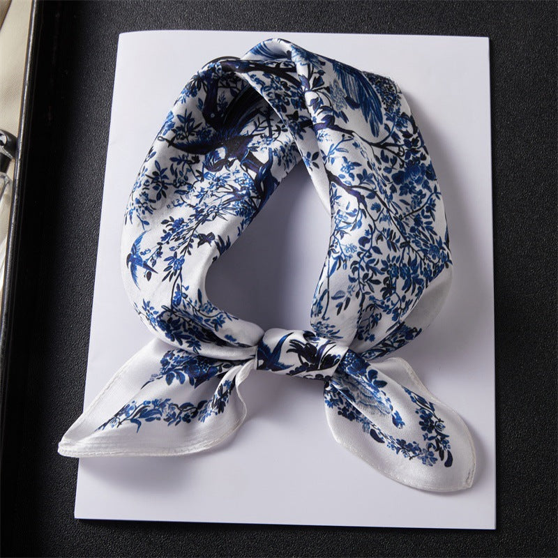 100% Silk Scarf Real Silk Premium Hangzhou Silk Small Square Scarf Spring and Autumn All-match Neck Protection Decorative Shirt Professional Scarf